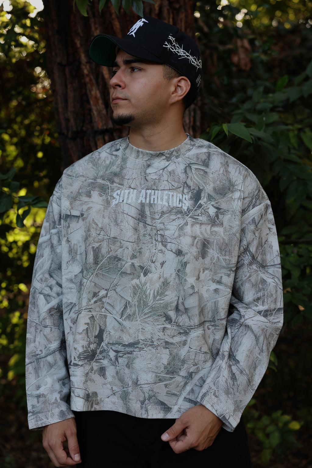 'AFTER DARK' WAFFLE CAMO LONG SLEEVE