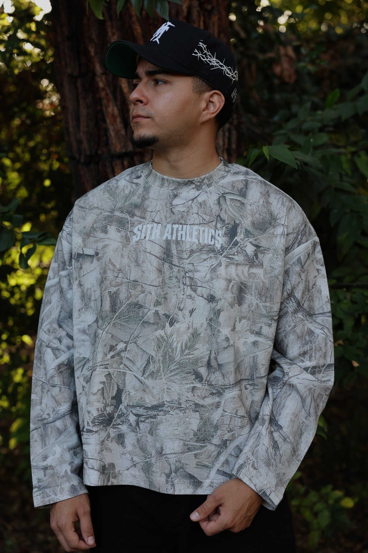 'AFTER DARK' WAFFLE CAMO LONG SLEEVE